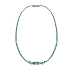 Collar PLATA DE PALO mujer de Nylon modelo Aurora con resinas verdes
