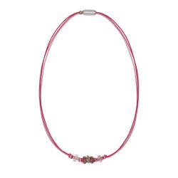 Collar PLATA DE PALO mujer de Nylon modelo Topacio con resinas rosas