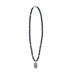 MN032X Collar Plata de Palo de hombre Riad "live life" de Ónix, Bronce y Plata 925