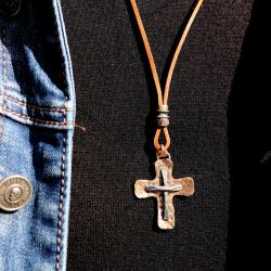 BN024X Collar Plata de Palo Hombre modelo Derb en plata de ley 925, cuero y bronce