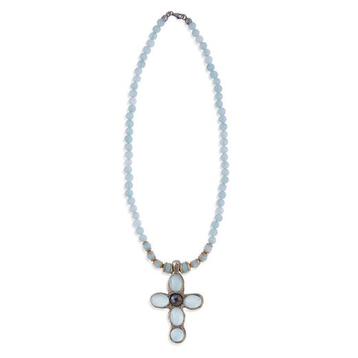 WN100X Collar PLATA DE PALO mujer en forma de cruz moderno y elegante