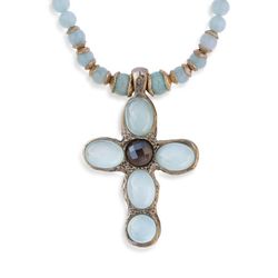 WN100X Collar PLATA DE PALO mujer en forma de cruz moderno y elegante