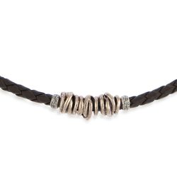 MN006X Collar PLATADEPALO de hombre cuero trenzado colección Lanzarote