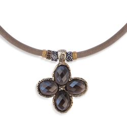 WN097X Collar PLATADEPALO de mujer en forma de cruz en bronce