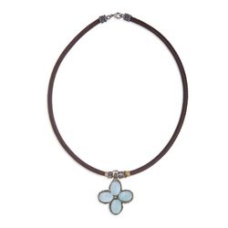 WN098X Collar PLATADEPALO mujer de bronce y calcedonias