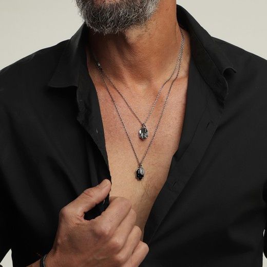 SN022X Colgante Plata de Palo modelo OVAL Skull unisex calavera