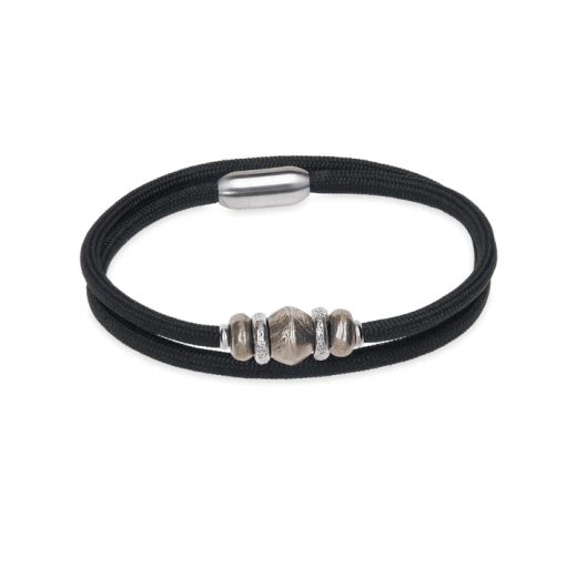 Collar - Pulsera Doble Nylon Brillo Plata de Palo para lucir como pulsera o collar