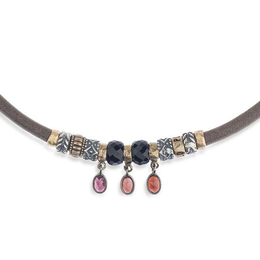 Collar mujer PLATA DE PALO Granates WN122X elegante