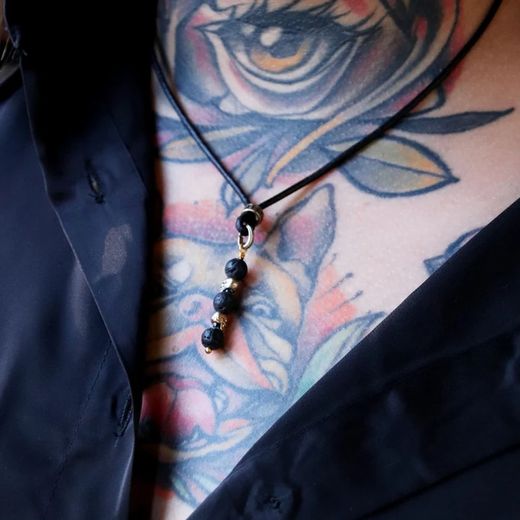 Collar Skinny SN045X Colgante Plata de Palo dos calaveras