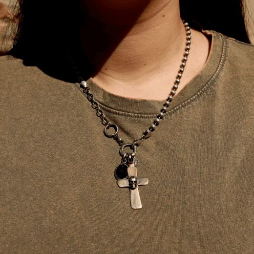 Colgante Plata de Palo SKULL CAN17 cruz con calavera