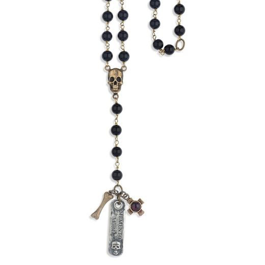 Colgante Plata de Palo Skull SN014X calavera unisex de ónix y bronce