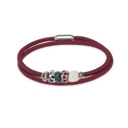 Collar/Pulsera Nylon Flor de Plata de Palo color granate para lucir como collar o pulsera