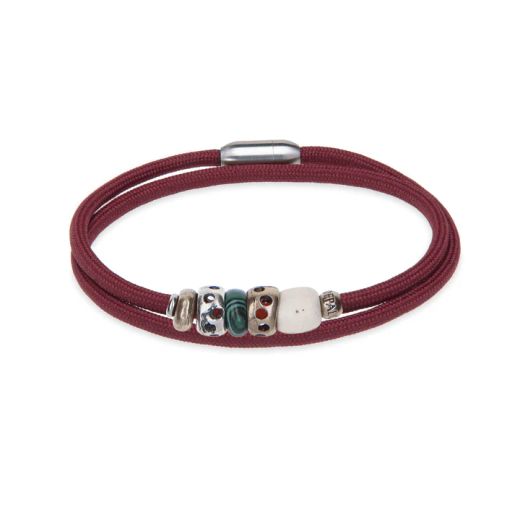 Collar/Pulsera Nylon Flor de Plata de Palo color granate para lucir como collar o pulsera