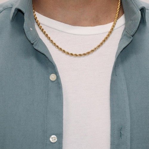 CO-RDON 742 Collar cordón Salomónico de hombre 50 cm en oro de 18 quilates