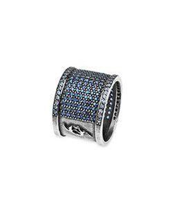 CR33A Anillo Plata de Palo de mujer ancho de plata 925 con circonitas en azul