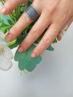 CR33A Anillo Plata de Palo de mujer ancho de plata 925 con circonitas en azul