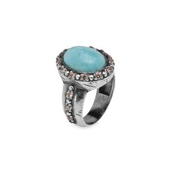 CR41A Anillo Plata de Palo mujer amazonita con brazo de circonitas