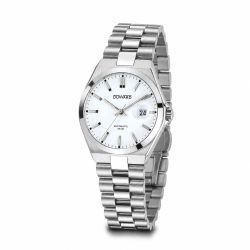D25432.01 Reloj Duward automático de mujer caja y brazalete acero inoxidable 316L esfera blanca sumergible 50 metros