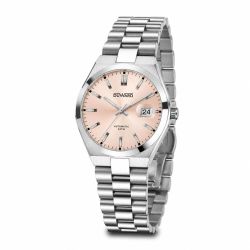 D25432.08 Reloj DUWARD automático de mujer caja y armis acero esfera rosada calendario acuático 5 atm