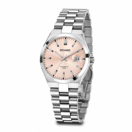 D25432.08 Reloj DUWARD automático de mujer caja y armis acero esfera rosada calendario acuático 5 atm