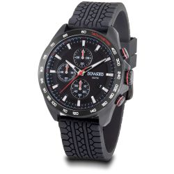 D85540.64 Reloj Duward Hombre Deportivo Cronógrafo caja acero IP esfera negra y segundero rojo correa de silicona