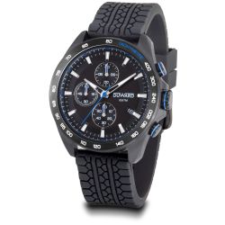 D85540.65 Reloj DUWARD de hombre Deportivo Cronógrafo caja acero IP negra, correa de silicona, sumergible 100 metros