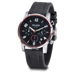 D85541.04 Reloj DUWARD de Caballero correa y Caja de acero 316L Cronógrafo esfera negra y roja sumergible 100 metros (10atm)