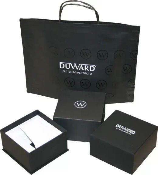D85707.02 Reloj Duward de Hombre de acero Multifunción con fase lunar con correa negra