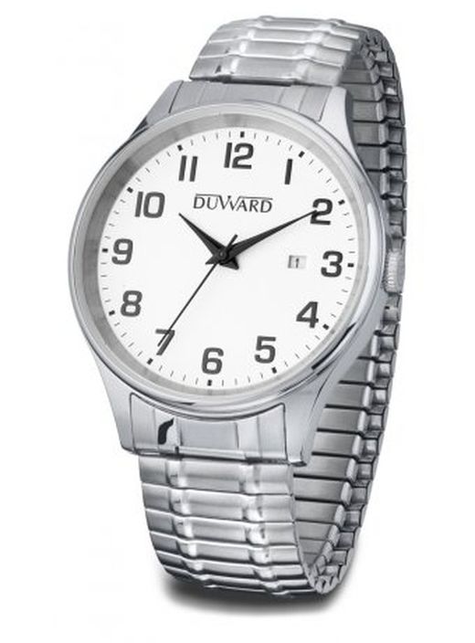 D95425.02 Reloj Duward de hombre correa extensible de acero inoxidable con calendario water resistant 5 ATM