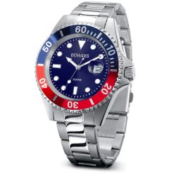 D95428.06 Reloj Duward hombre de acero 316L bisel azul y rojo esfera azul 20atm cristal zafiro calendario con lupa