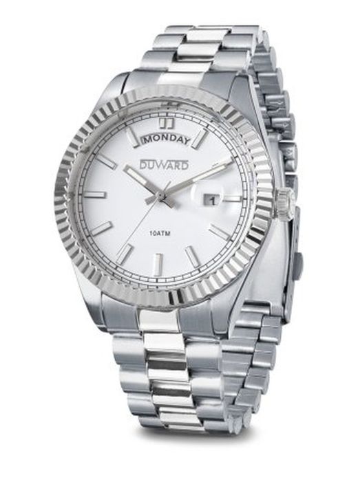 D95429.01 Reloj Duward hombre colección SPORT Day-date acero inoxidable 316L calendario semanario esfera blanca muy clara y nítida