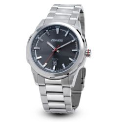 D95434.06 Reloj Duward de hombre pulsera y caja de acero inoxidable 316L esfera gris elegante con calendario resistencia al agua 100 metros (10atm)