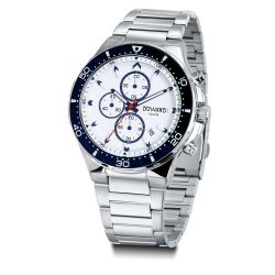 D95543.01 Reloj Duward de hombre con pulsera de Acero IP índices blancos y azules, calendario, 10 atm equipado con cronógrado