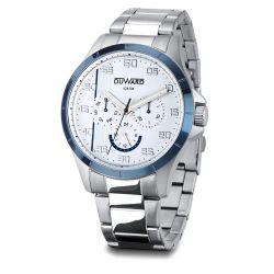 D95712.01 Reloj Duward hombre de acero 10 atm multifunción con bisel Ip azul con movimiento cuarzo