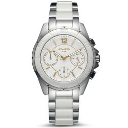 D97022.10 Reloj DUWARD de Hombre elegante multifunción caja acero y brazalete de cerámica esfera blanca
