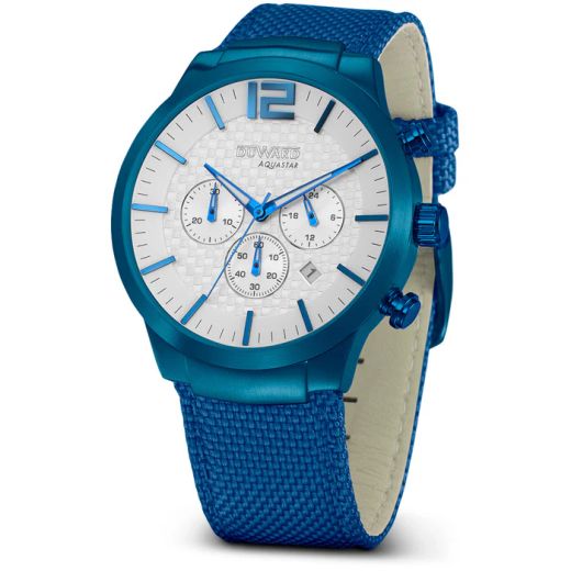 D85520.71 Reloj Hombre Deportivo DUWARD Aquastar Cronógrafo caja acero IP azul calendario