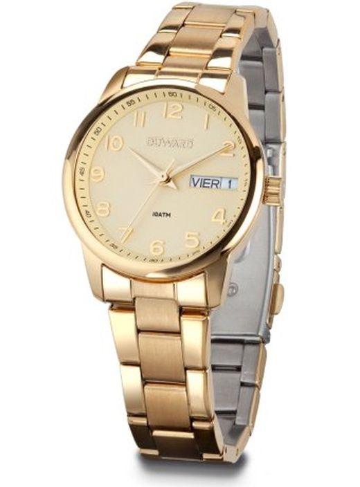 D25430.41 Reloj Duward mujer modelo ELEGANCE ARA acero inoxidable 316L IP dorado calendario y semanario