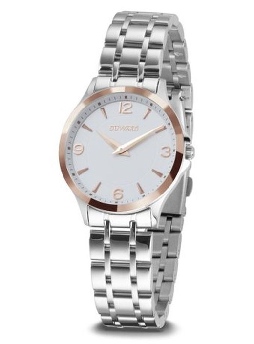 ELEGANCE Mtindo Ref. D25118.41 Reloj Duward de mujer acero 316L caja con bisel IP en oro rosa esfera blanca números rosados