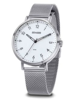 ELEGANCE Stilingas D95352.01 Reloj DUWARD elegante para hombre con correa de malla milanesa, esfera blanca y bisel liso e índices arábigos