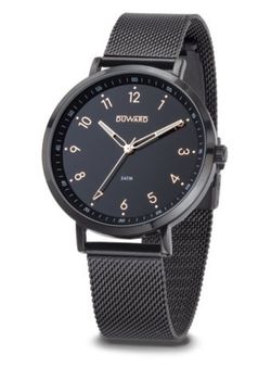 ELEGANCE Stilingas D95352.62 Reloj Duward hombre tres agujas caja y pulsera de malla milanesa acero 316L acabado con IP negro