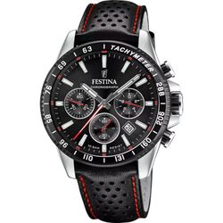 Reloj Festina crono de hombre F20561/1 blanco caja 316L correa de cuero