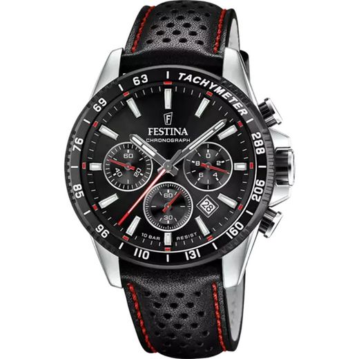 Reloj Festina crono de hombre F20561/1 blanco caja 316L correa de cuero