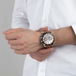 Reloj Festina crono de hombre F20561/1 blanco caja 316L correa de cuero