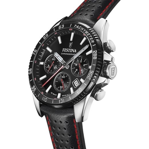Reloj Festina crono de hombre F20561/1 blanco caja 316L correa de cuero