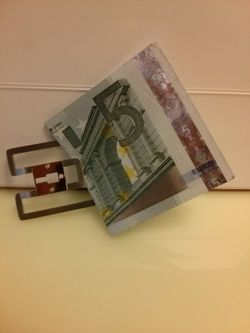 GYU7 Porta billetes acero y chapado oro