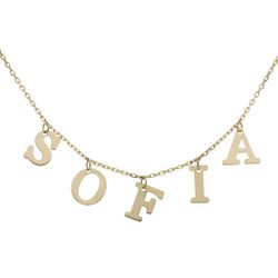 Gargantilla oro 18K con cadena forzada y letras formando nombre SOFIA elegante y decorativo