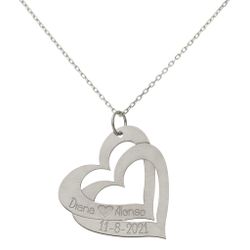 Gargantilla colgante con dos corazones en oro de 18 Kilates personalizable muy original