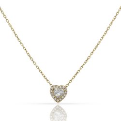 Gargantilla oro 18K de mujer cadena forzada colgante corazón con circonitas