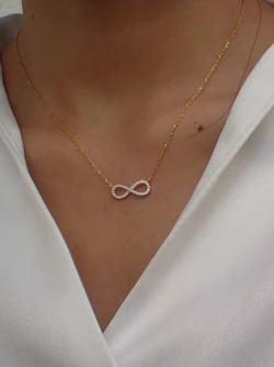 Gargantilla oro 18k mujer con cadena y motivo infinito con circonitas