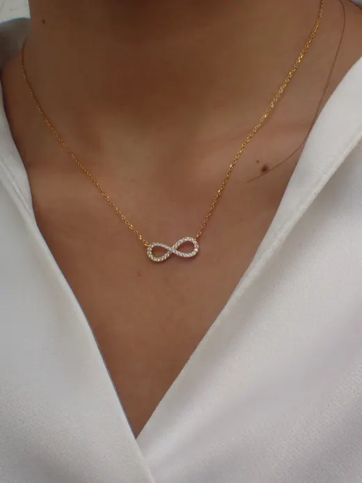 Gargantilla oro 18k mujer con cadena y motivo infinito con circonitas